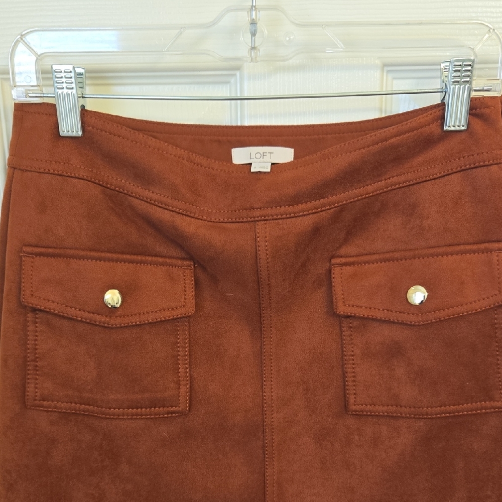 LOFT Rust Suede Skirt with Pockets